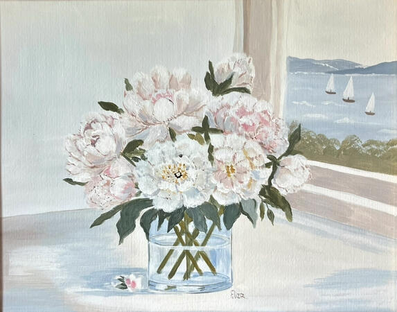 Peonies by the Sea 14x11 $170 SOLD